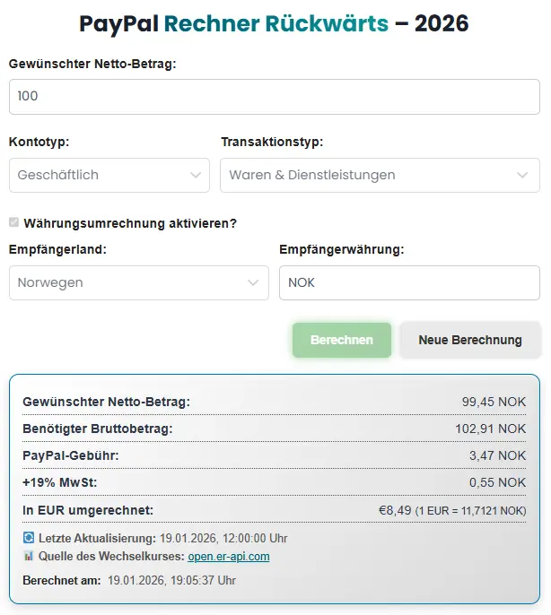 PayPal Rückwärtsrechner - In 3 Schritten Betrag inkl. Gebühren berechnen 1 PayPal Rückwärtsrechner